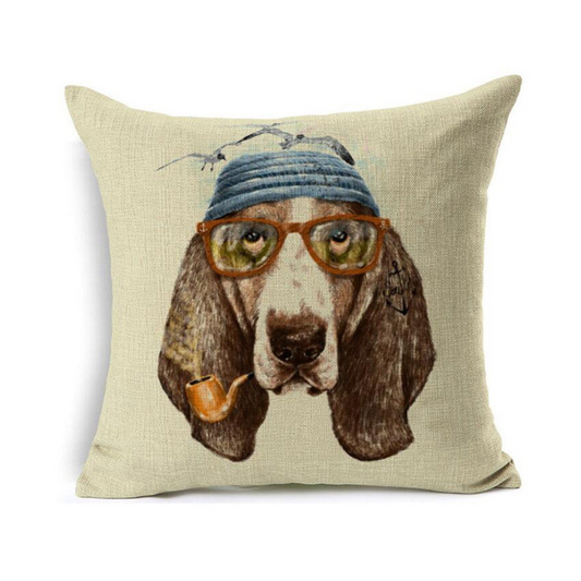 Basset Hound Sailor With Pipe And Glass Decorative Pillowcase | Throw Pillow Cover