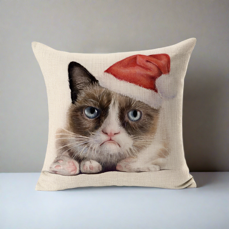 Grumpy Cat Christmas Decorative Throw Pillow Cover