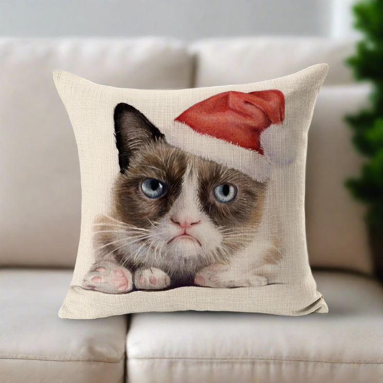 Grumpy Cat Christmas Decorative Throw Pillow Cover