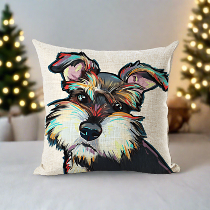 Schnauzer Dog Portrait Pillow Cover