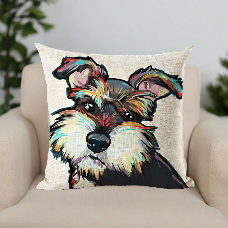 Schnauzer Dog Portrait Pillow Cover