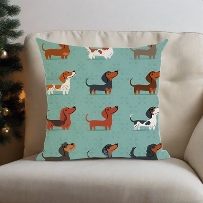 Christmas Dachshund Wiener Dog - Throw Pillow Cover