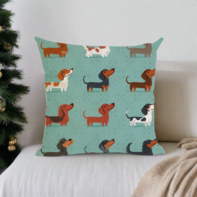 Christmas Dachshund Wiener Dog - Throw Pillow Cover