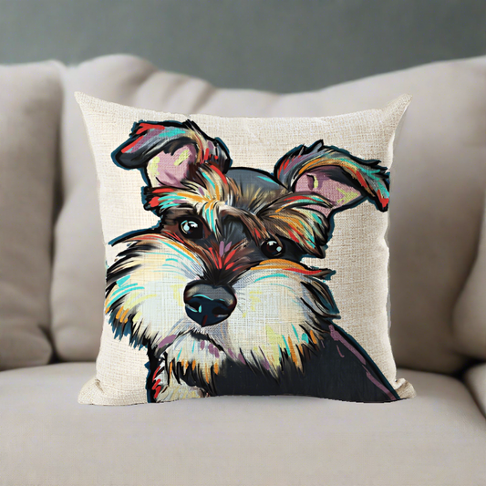 Schnauzer Dog Portrait Pillow Cover