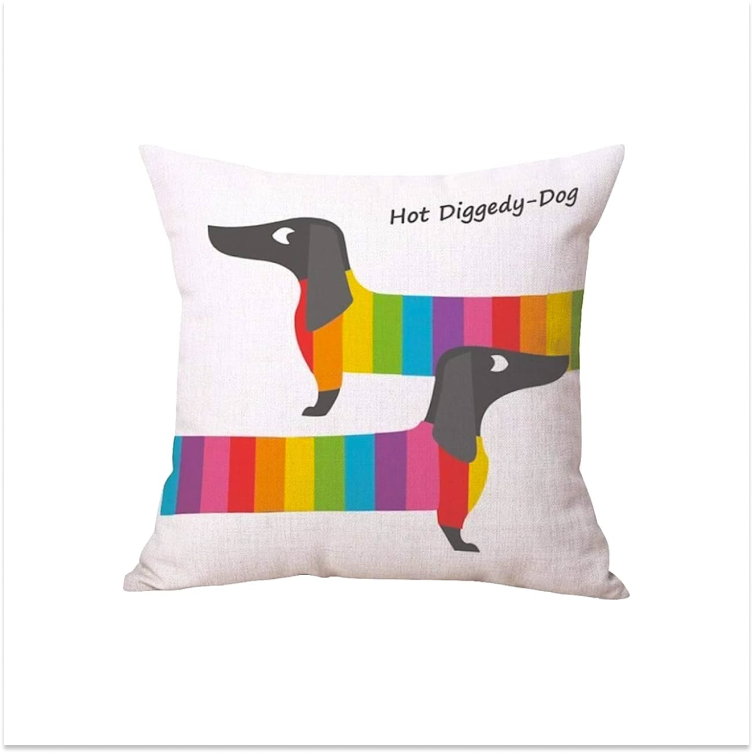 Dachshund Dog Rainbow Throw Pillow Cover