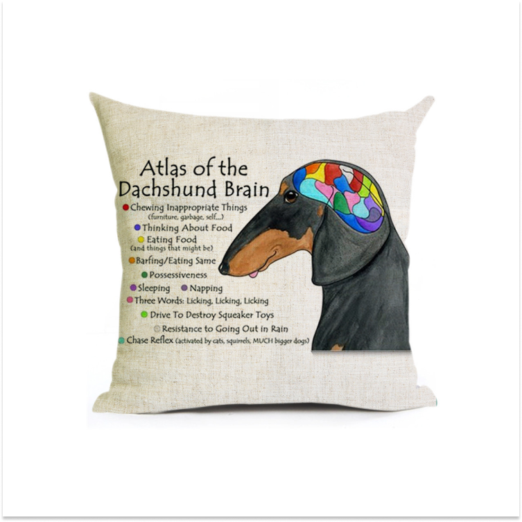 Christmas Atlas of the Dachshund Brain Pillow Cover | Wiener Dog Pillow