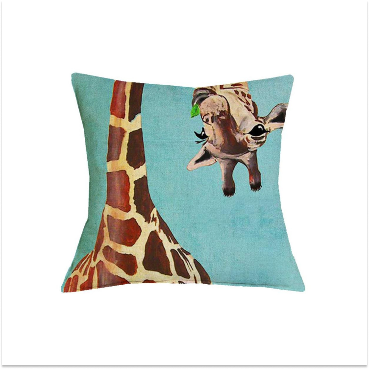 Cute Curious Giraffe Throw Pillow Cover
