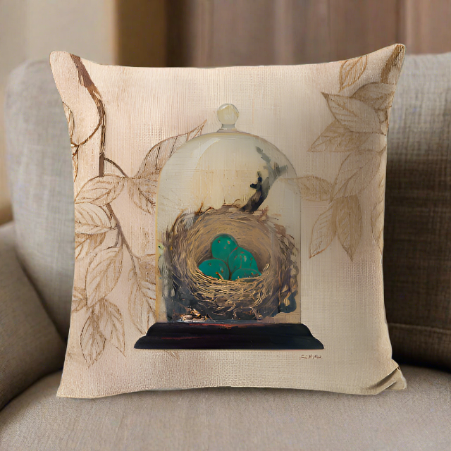 Bird Nest Vintage Throw Pillow Cover | Pillowcase