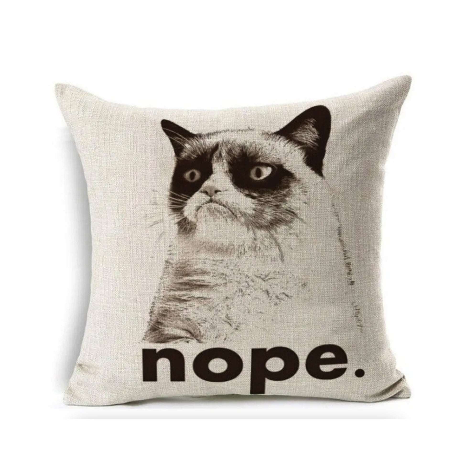Grumpy Cat Nope Throw Pillow