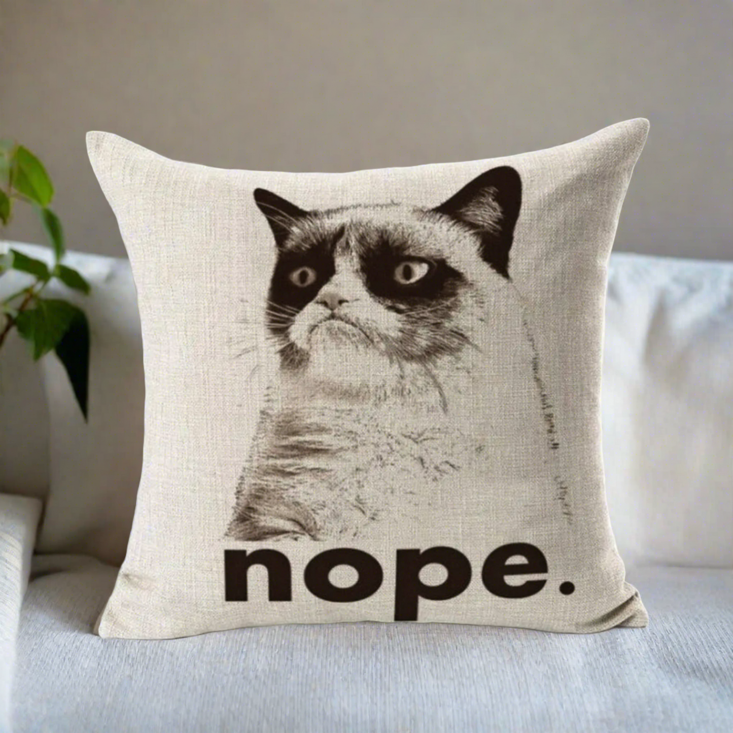 Grumpy Cat Nope Pillow Cover