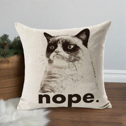 Grumpy Cat Nope Pillow Cover