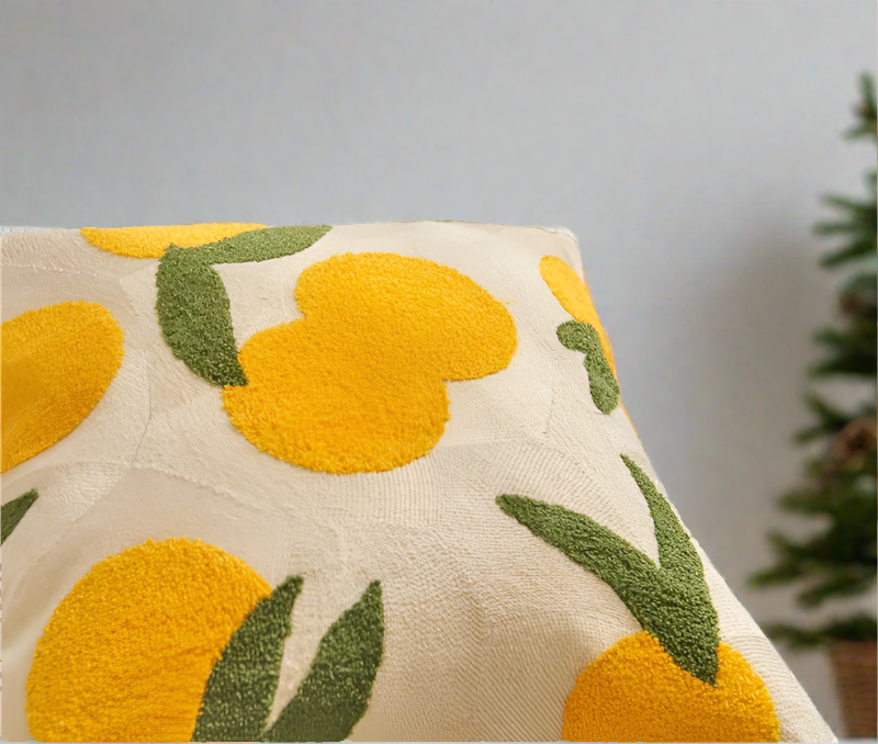 Embroidery Orange Nordic Fruit Throw Pillow Cover