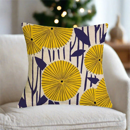 Yellow Flower Geometric Graphic Pattern Pillow Cover