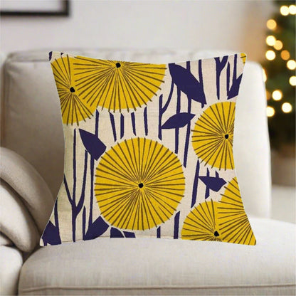 Yellow Flower Geometric Graphic Pattern Pillow Cover