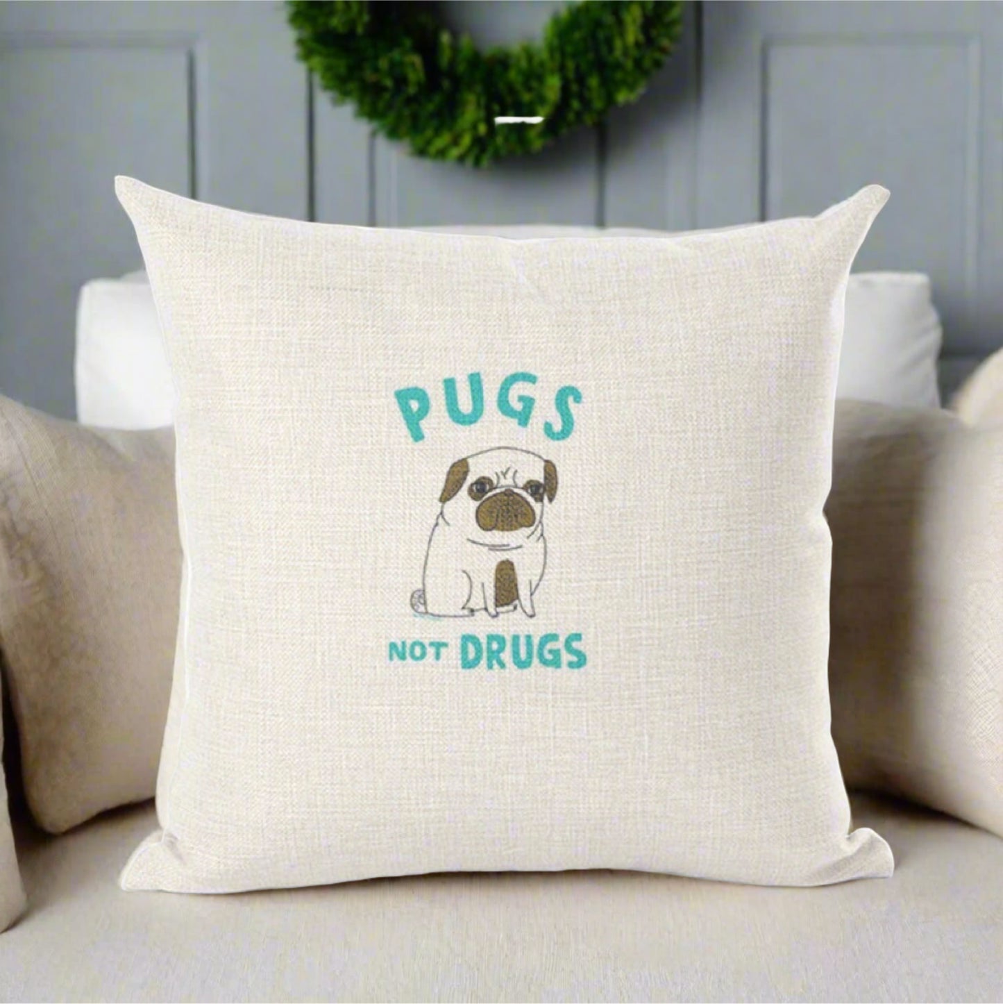 Yoga Pug Not Drugs Decorative Throw Pillowcase