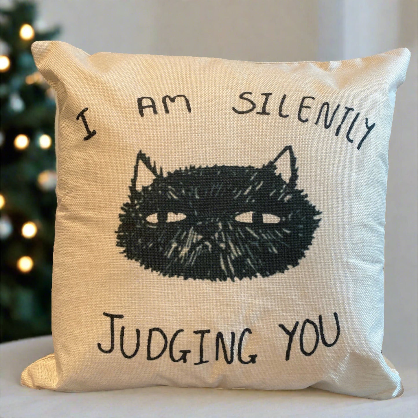 I'm Silently Judging You Black Cat Pillowcase | Throw Pillow Cover