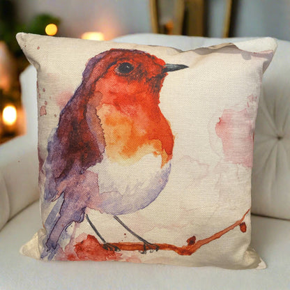 Cute Red Bird Painting Decorative Throw Pillow Cover