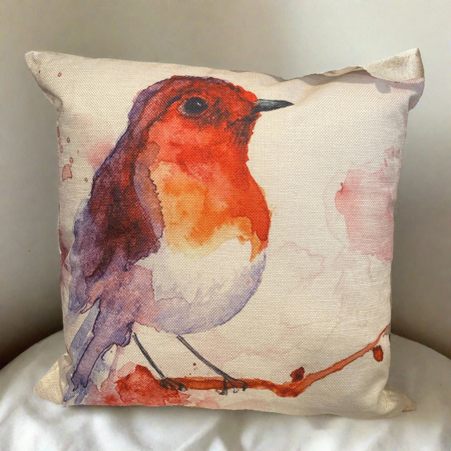 Cute Red Bird Painting Decorative Throw Pillow Cover