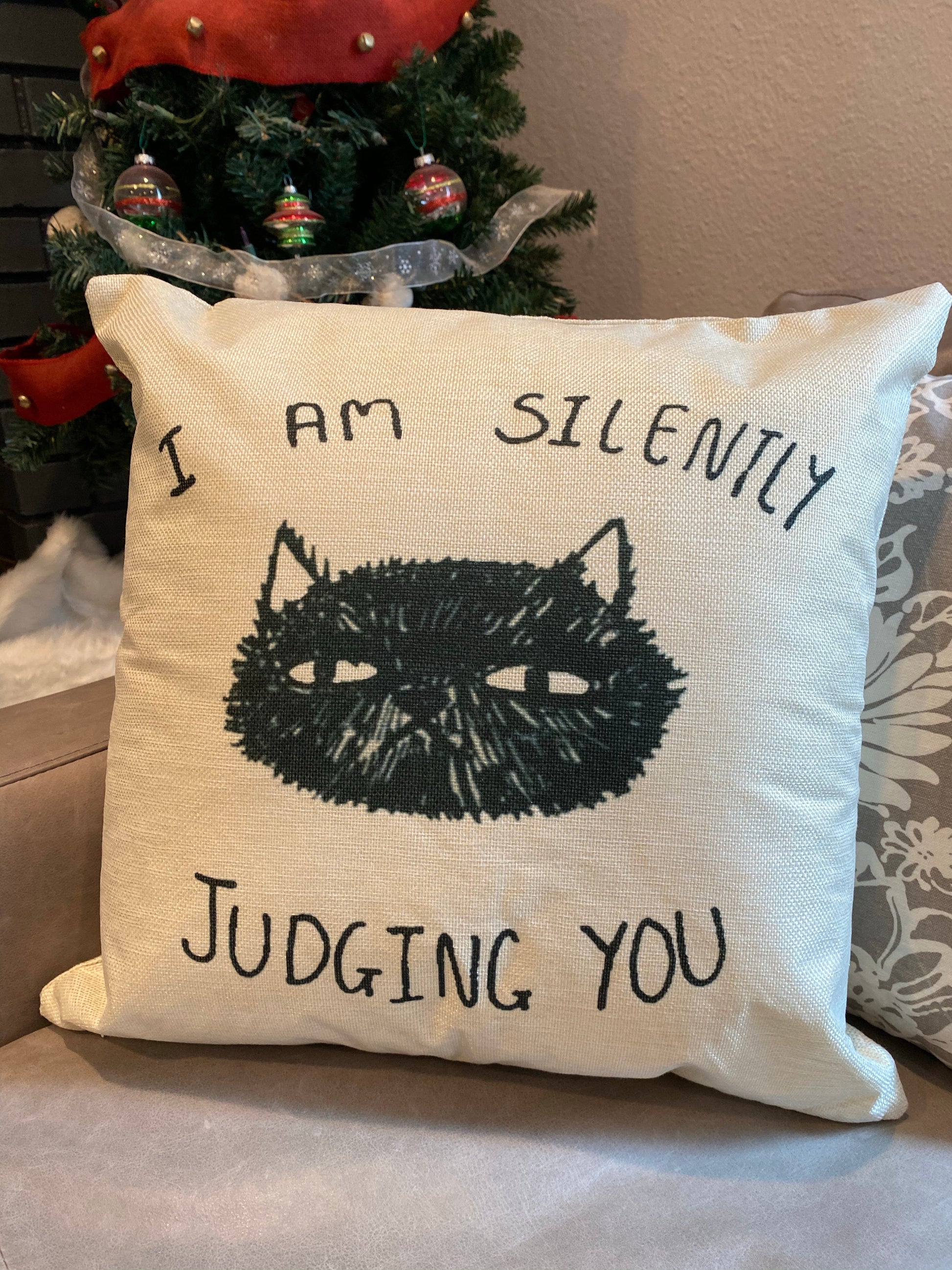 I'm Silently Judging You Black Cat Pillowcase | Throw Pillow Cover