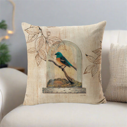 Lazuli Bunting Birds Painting Throw Pillow