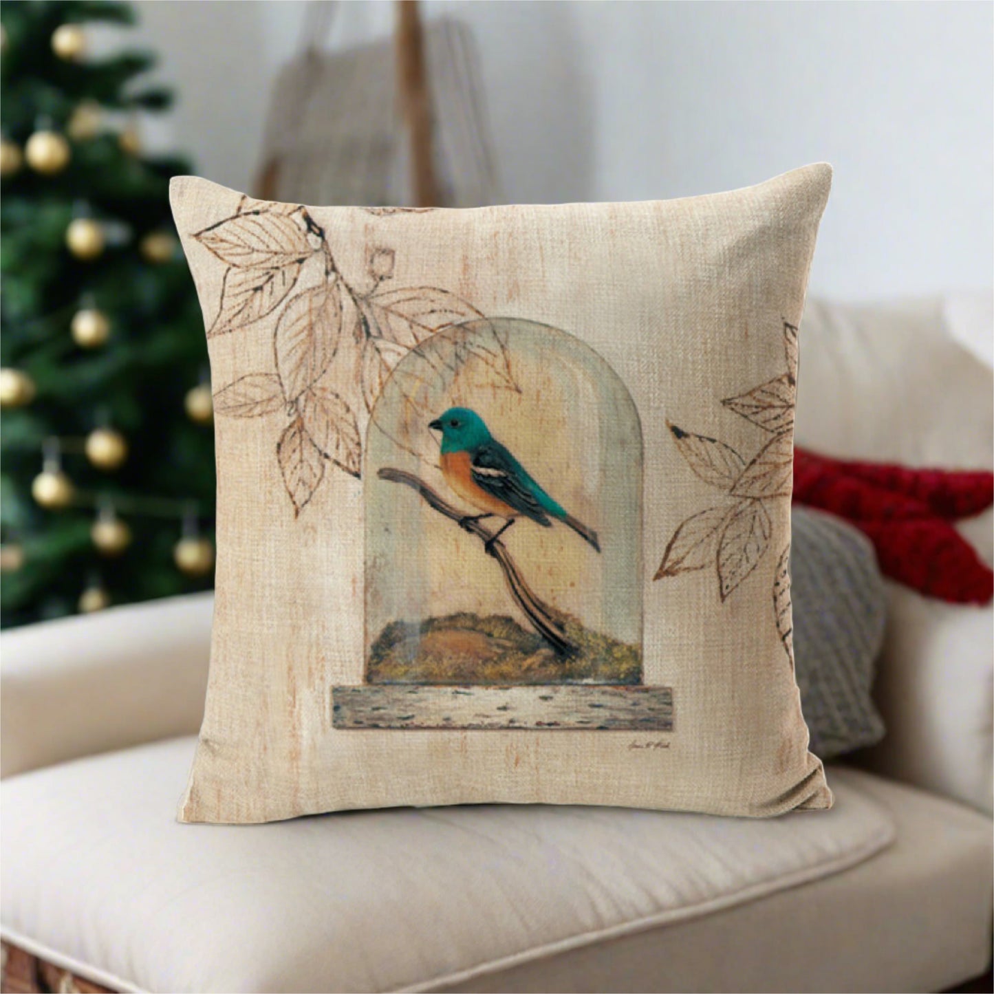 Lazuli Bunting Birds Painting Throw Pillow