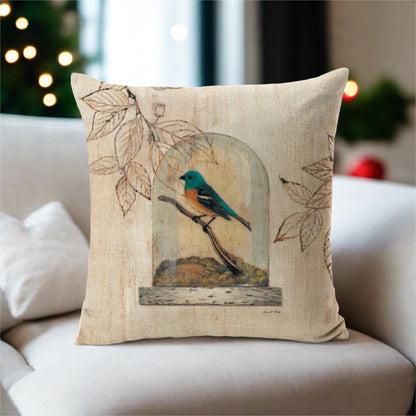 Lazuli Bunting Birds Painting Throw Pillow