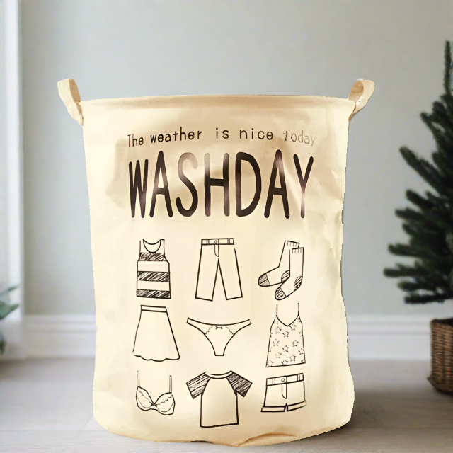 Bonjour Pink And Natural Waterproof Foldable Laundry Basket