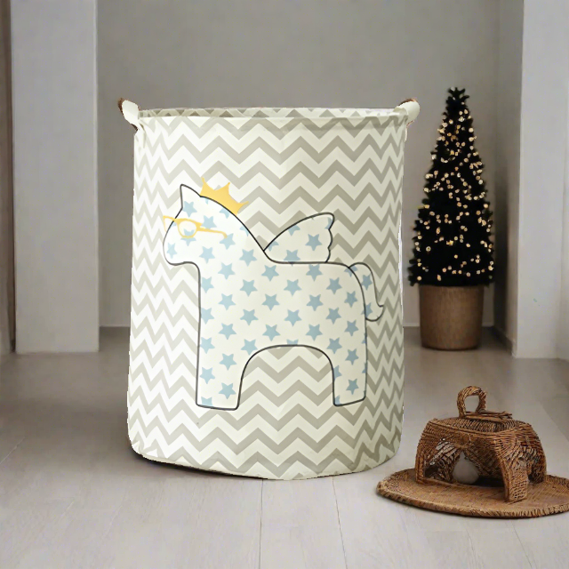 Unicorn Pegasus Blue Star Foldable Laundry Basket