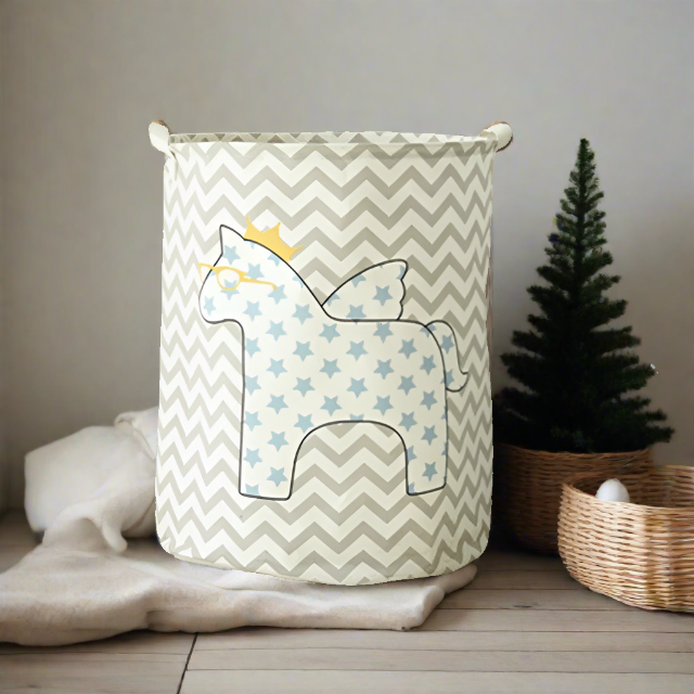 Unicorn Pegasus Blue Star Foldable Laundry Basket