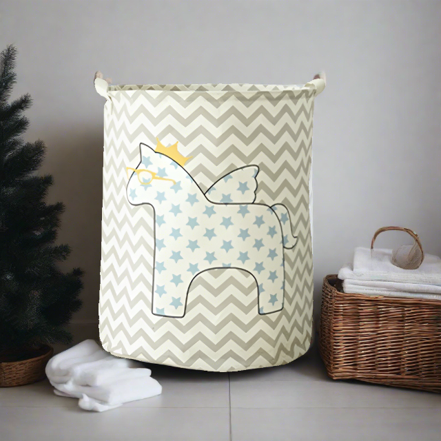 Unicorn Pegasus Blue Star Foldable Laundry Basket