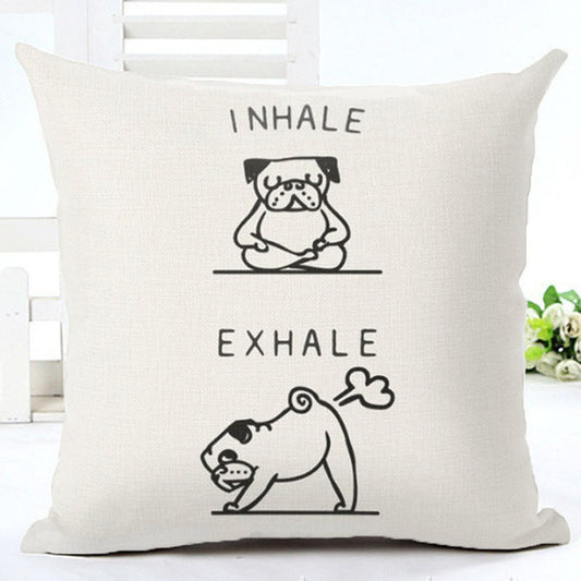 Yoga Pug Exhale Fart Decorative Throw Pillowcase