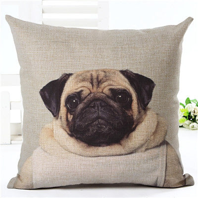 Pug Dog Hoodie Pillow Cover