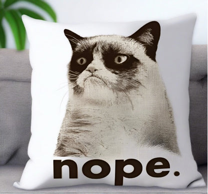 Grumpy Cat Nope Decorative Throw Pillow Cover