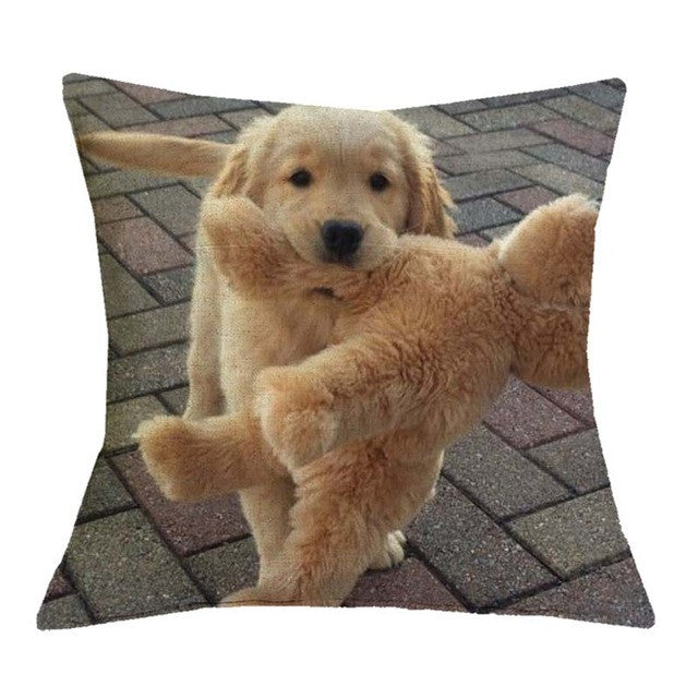 Golden Retriever With Toy Pillow Covers