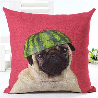 Pug Home Watermelon Decorative Pillow Cover
