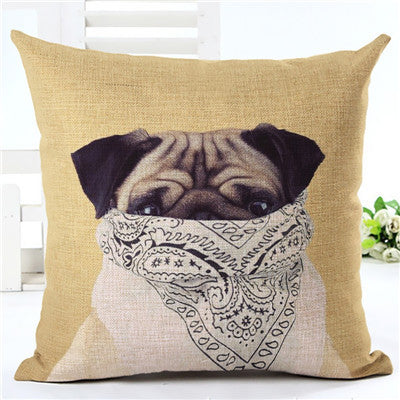 Pug Home Yellow Decorative Pillow Cover