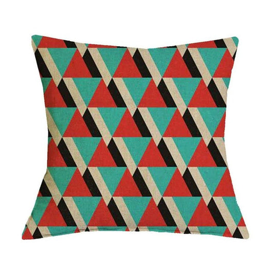 Green and Red Geometric Graphic Pattern Pillow Cover