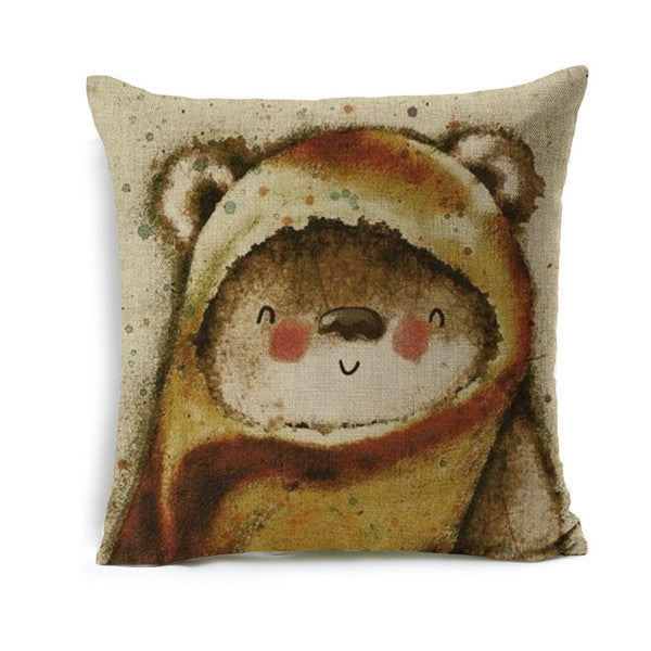 Kids Cartoon Animal Cushion Cover Cat Throw Pillow Cover