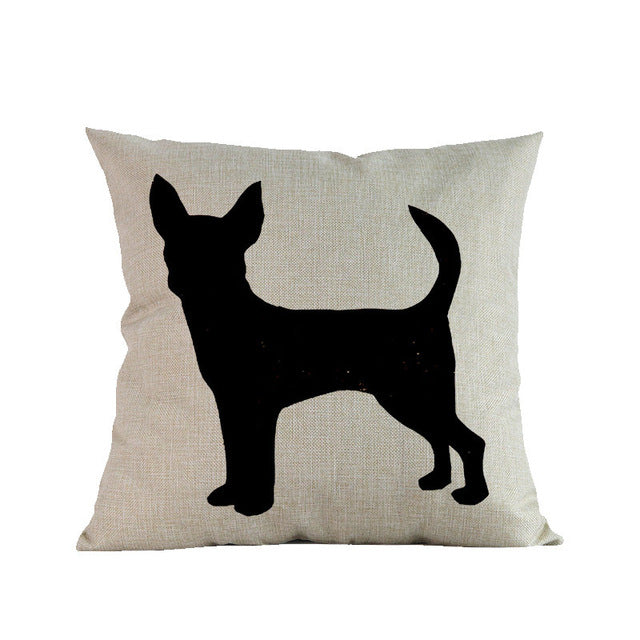 Black Silhouette Chihuahua Decorative Pillowcase Cushion Cover