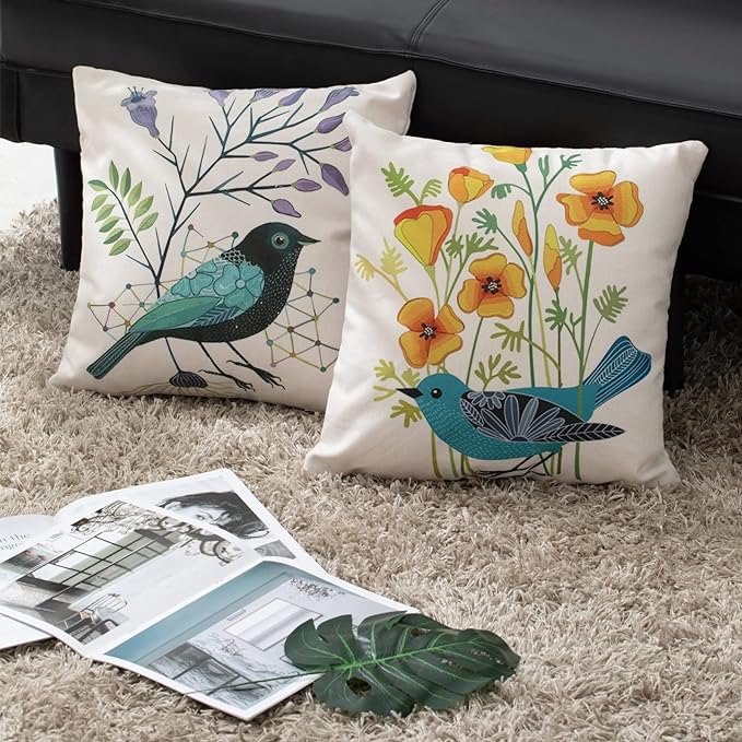 Black Bird On the Branch Pillow Cover