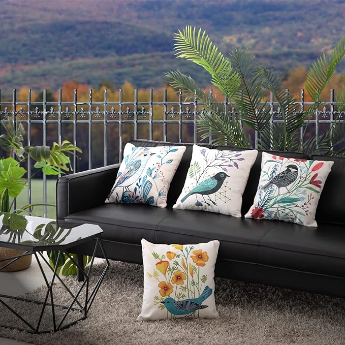 Black Bird On the Branch Pillow Cover