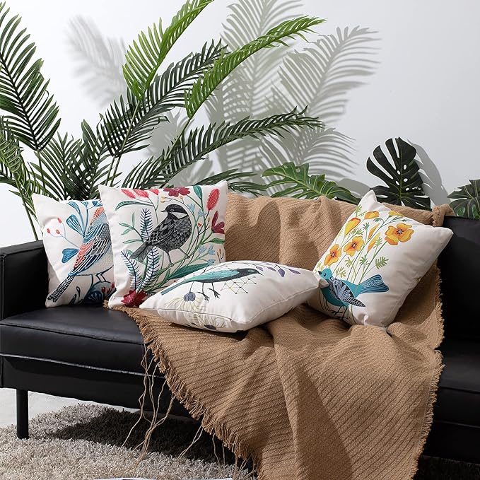 Black Bird On the Branch Pillow Cover