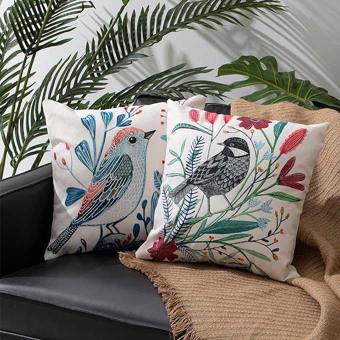 Black Bird On the Branch Pillow Cover