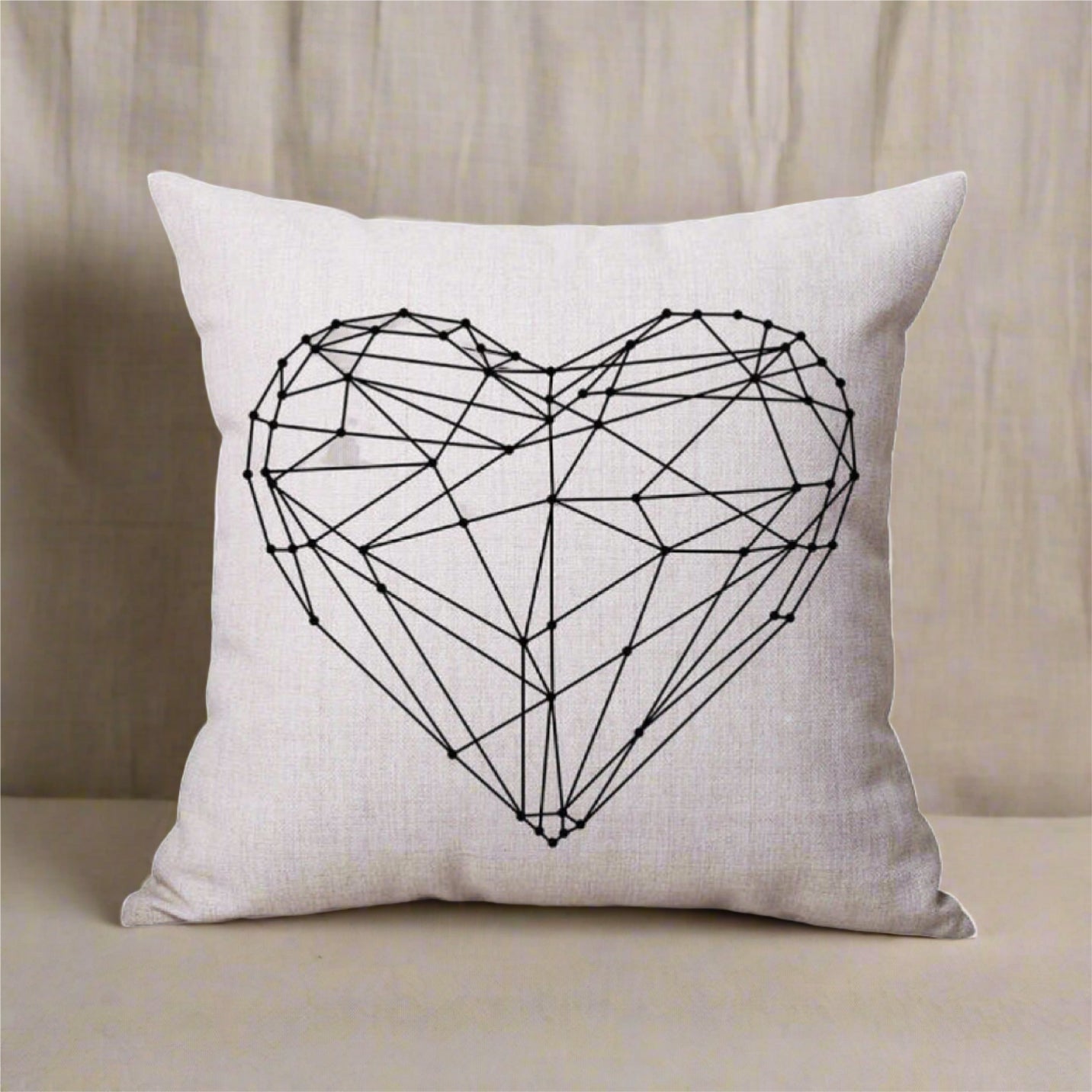 Black and White Heart Pattern White Pillowcase
