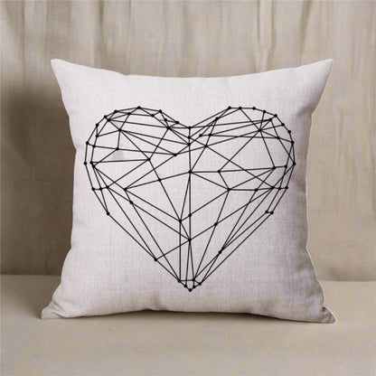Black and White Heart Pattern White Pillowcase