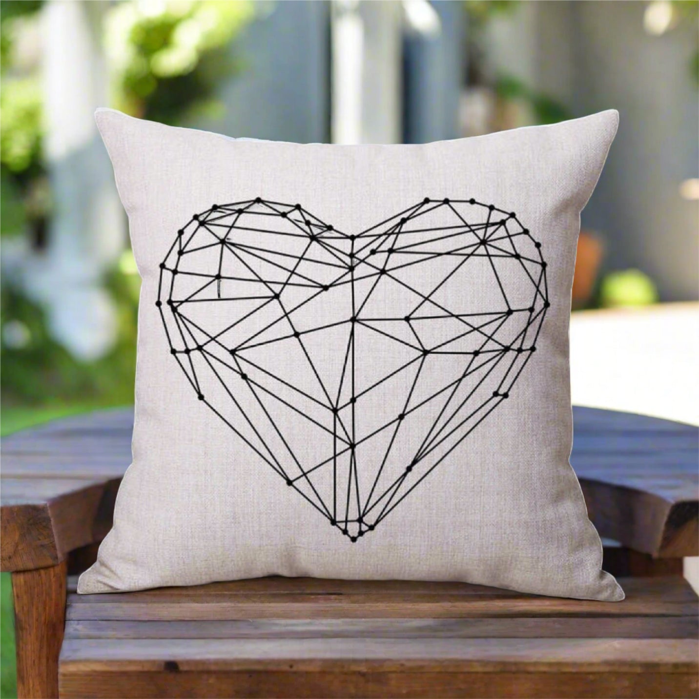 Black and White Heart Pattern White Pillowcase