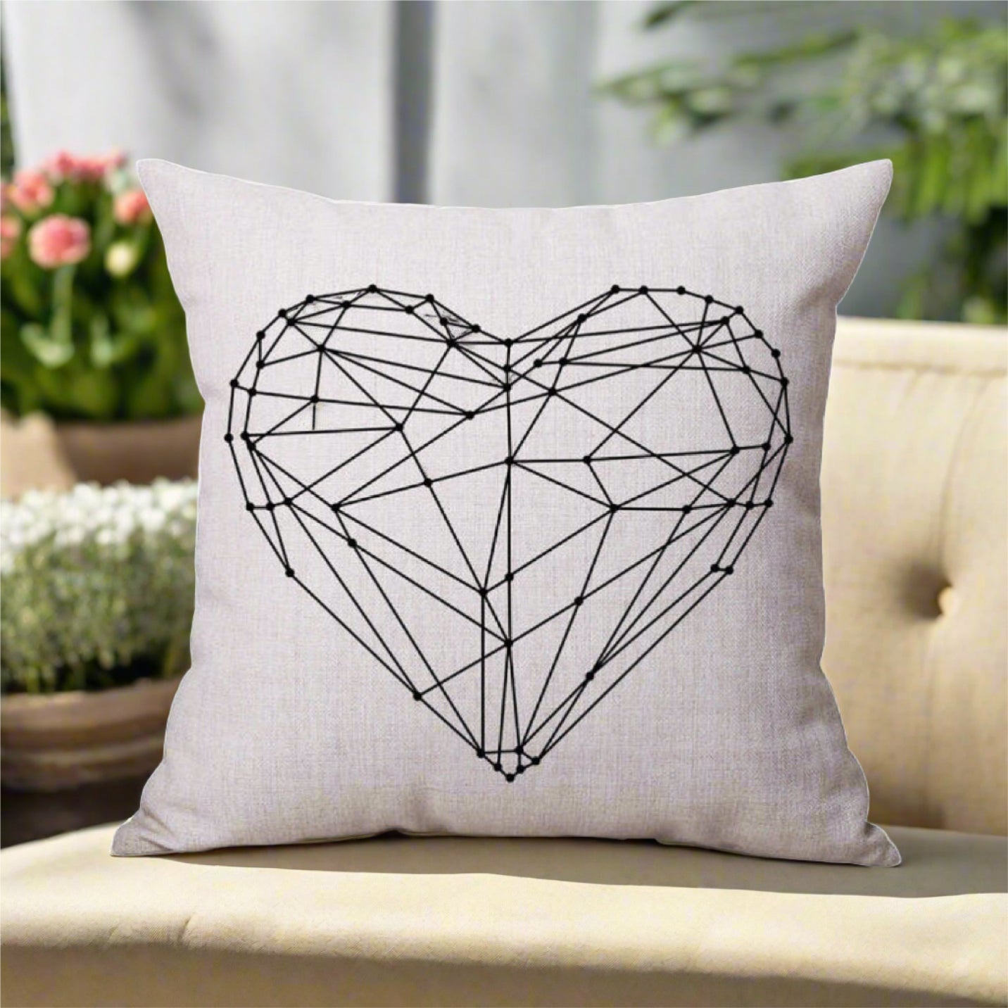 Black and White Heart Pattern White Pillowcase