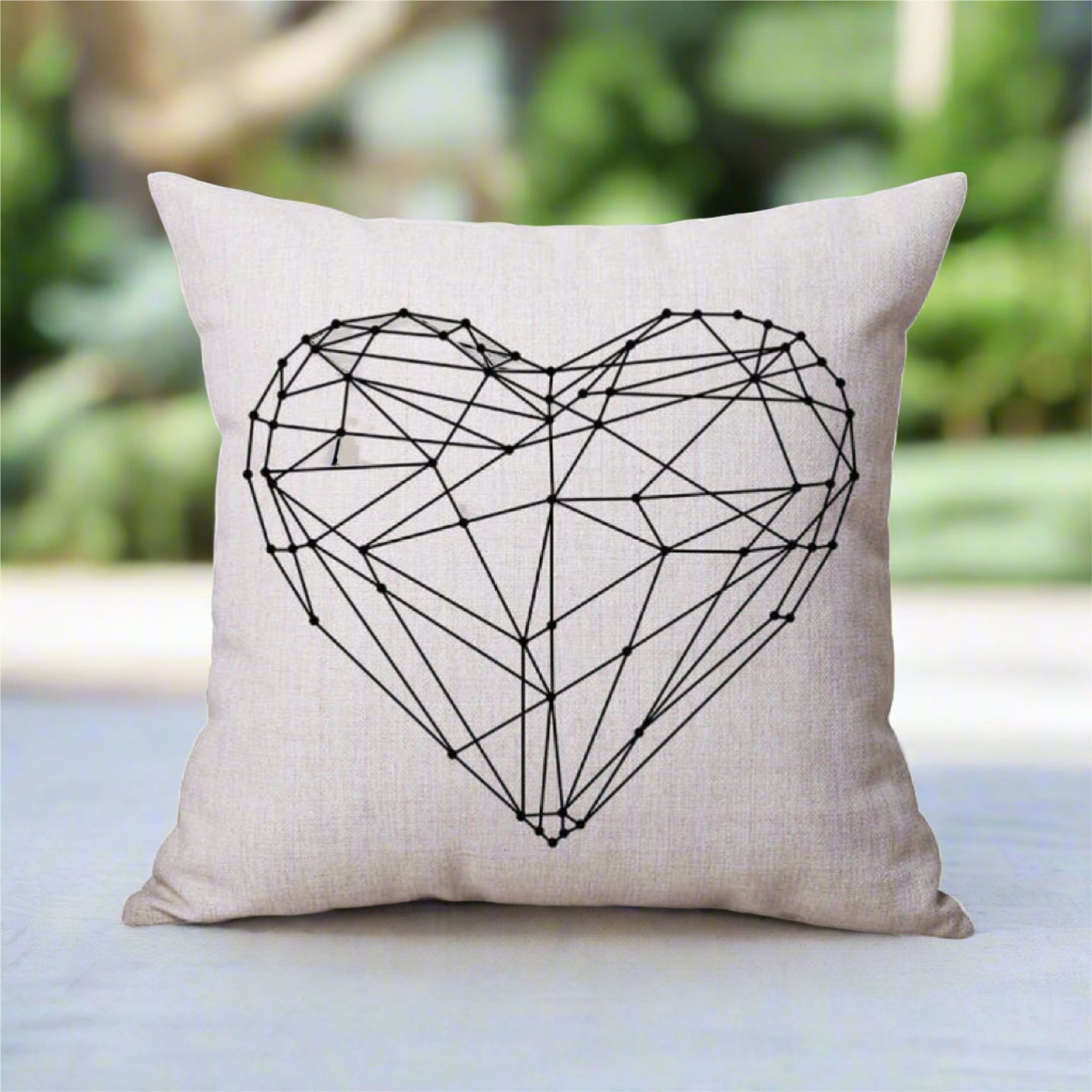 Black and White Heart Pattern White Pillowcase