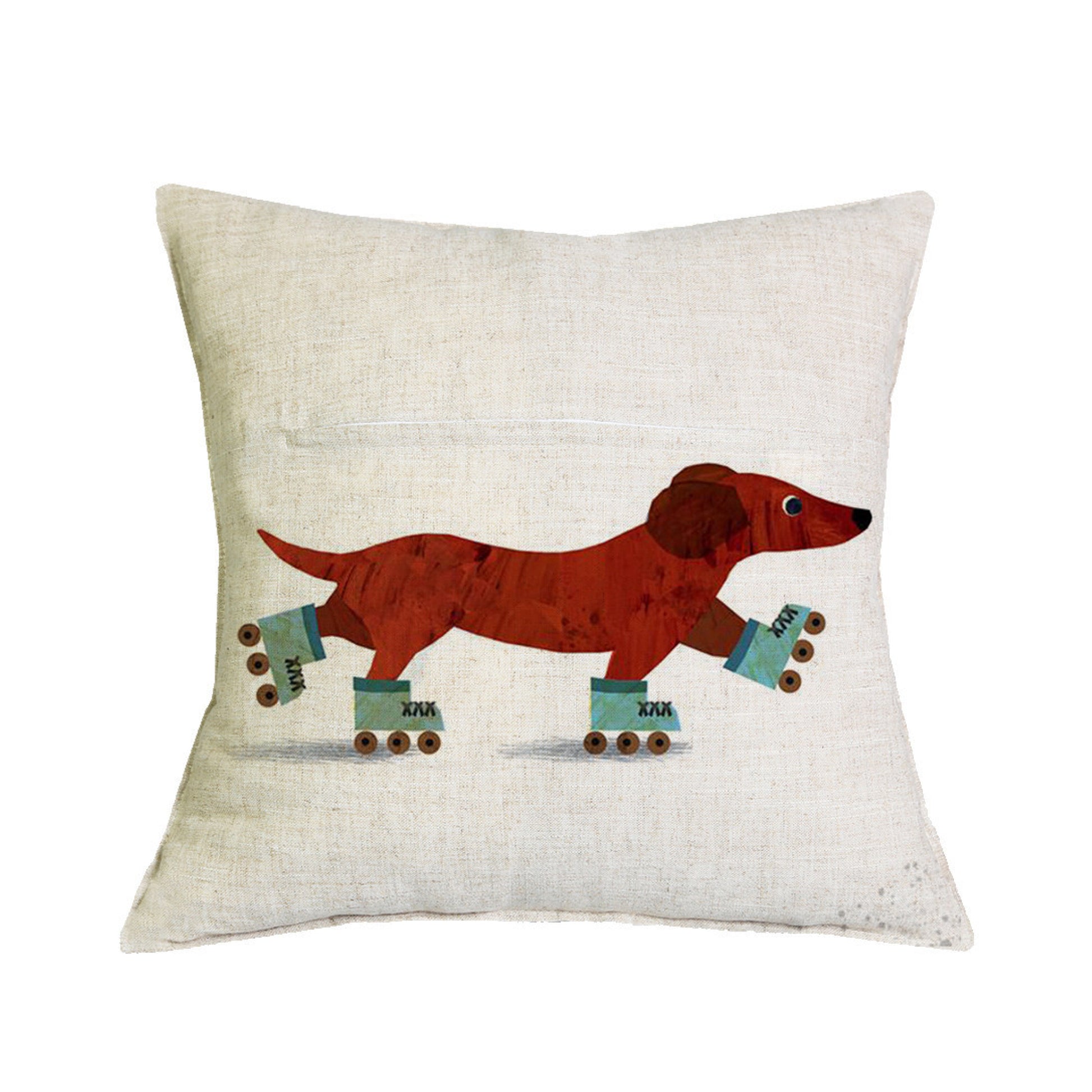 Dachshund-RollerSkateThrowPillowCover