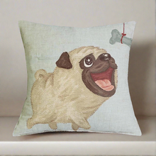 Pug Chasing Bone Pillow Cover